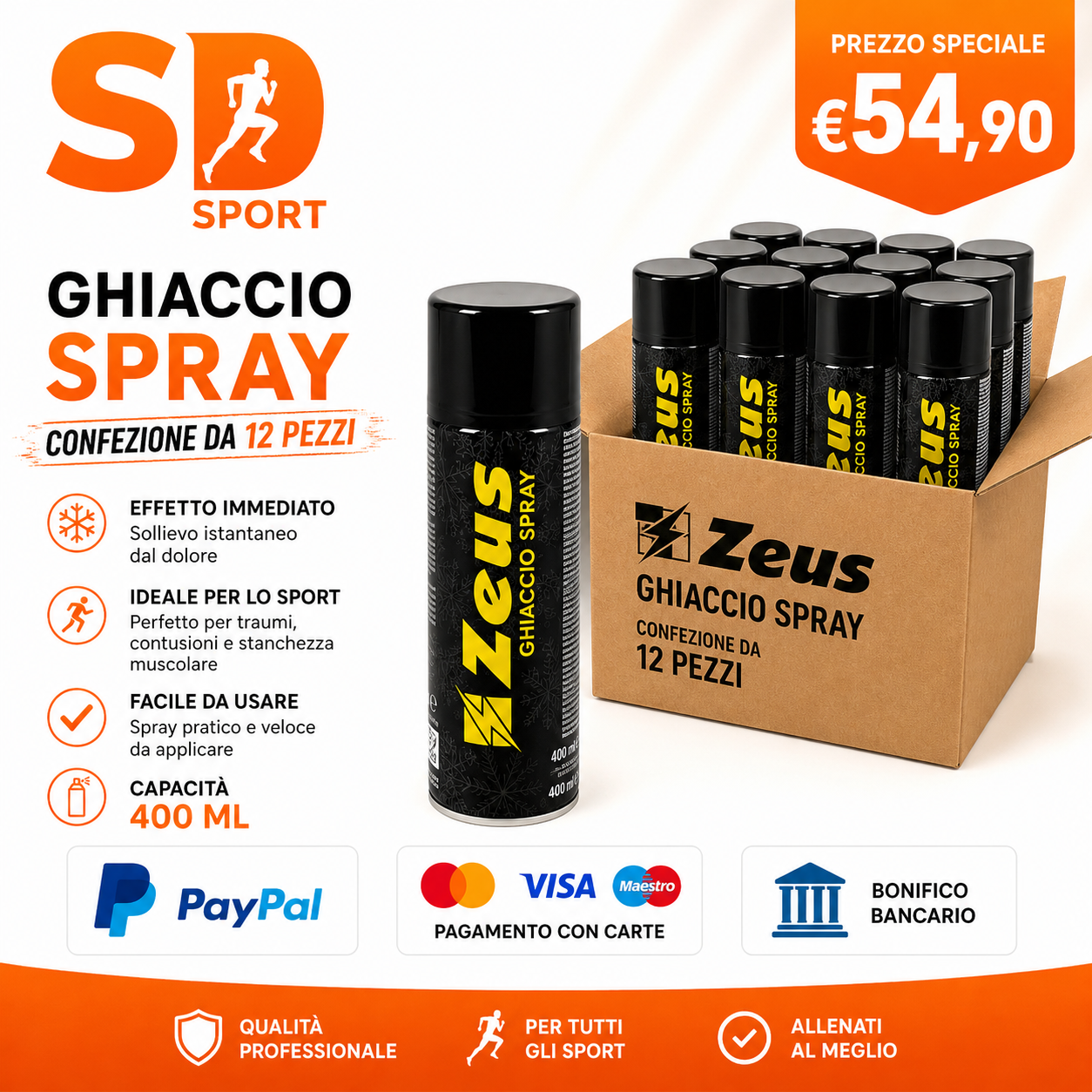 GHIACCIO SPRAY ZEUS SPORT SECCO x 12 pz