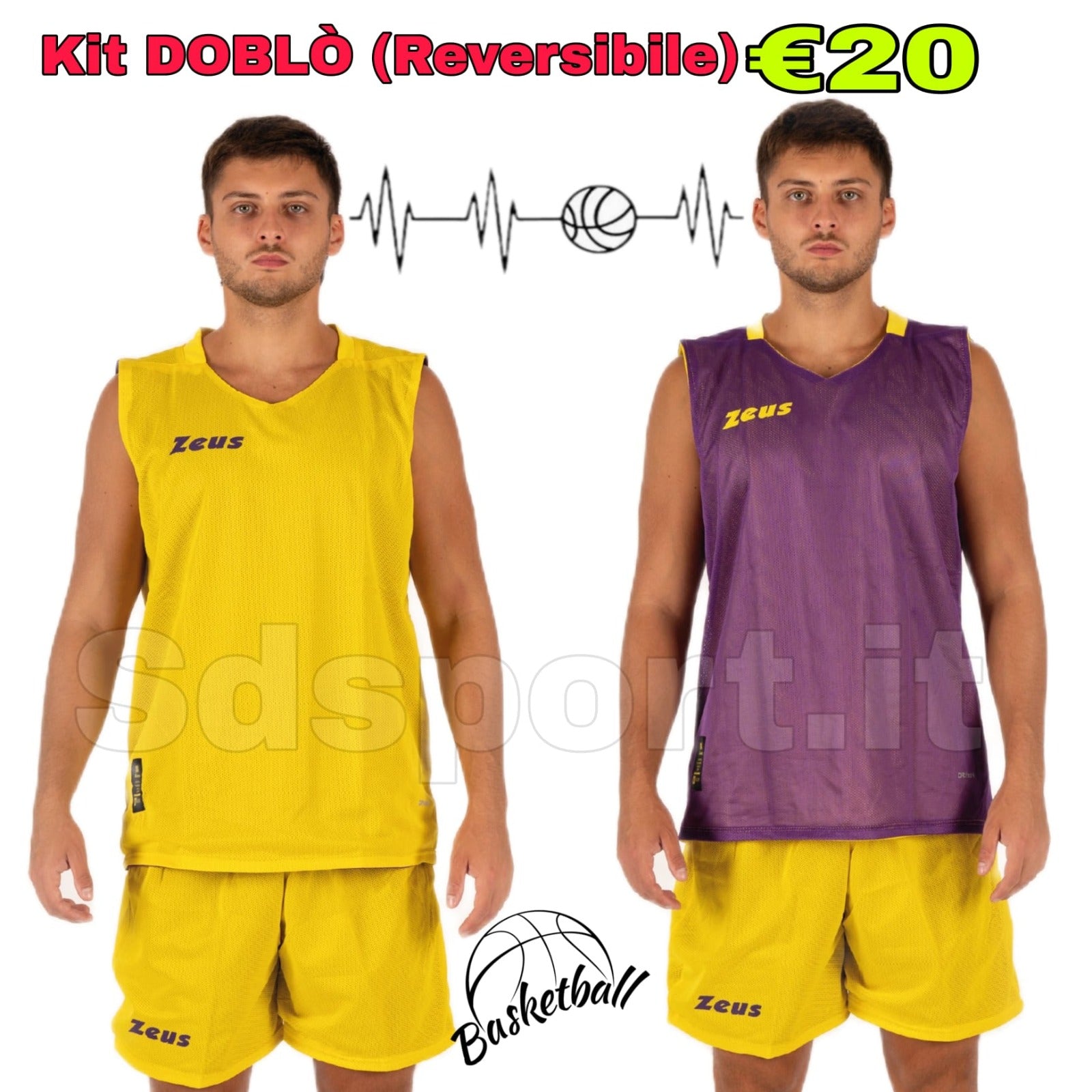 KIT DOBLO NEW BASKET REVERSIBILE UOMO ZEUS SPORT