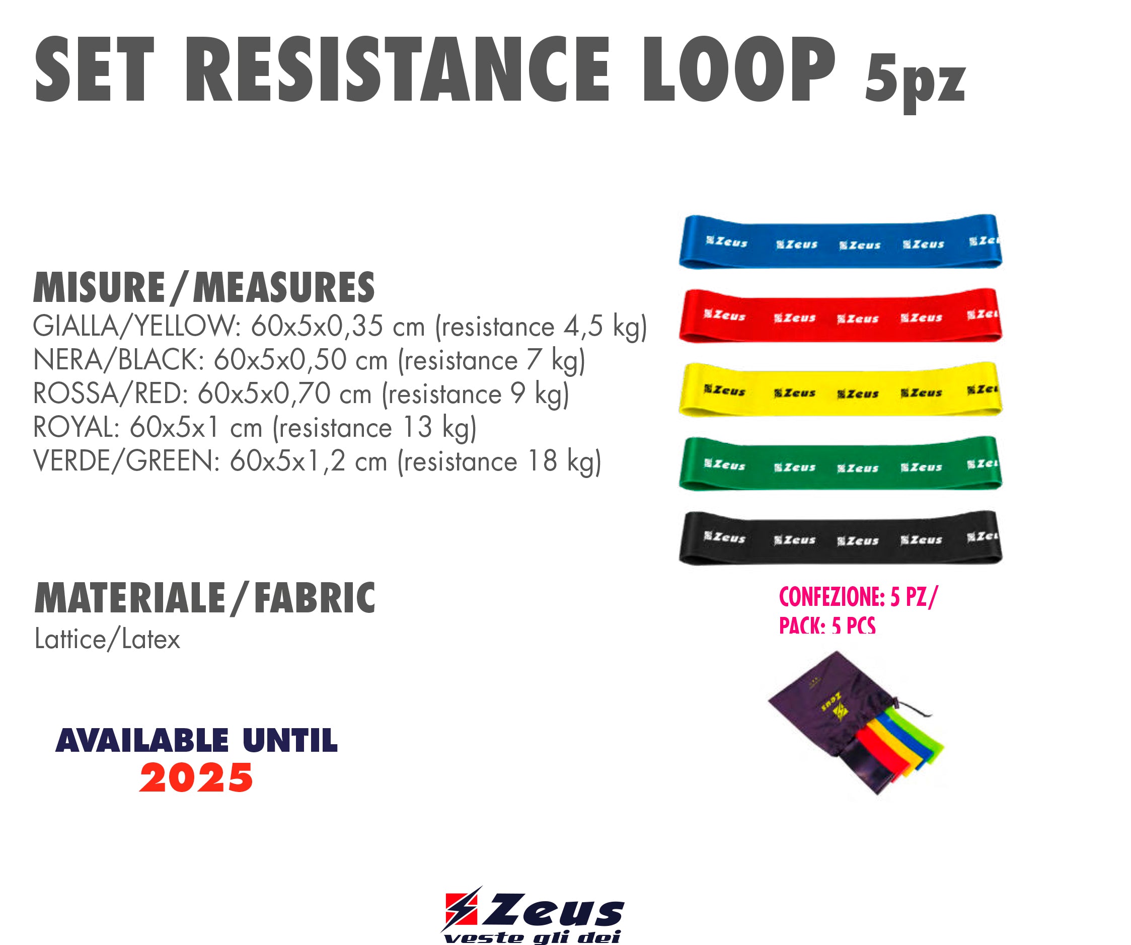 SET RESISTANCE LOOP 5 PZ ZEUS ELASTICI FITNESS